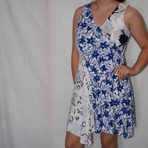 Ivanka Trump asymmetrical white and blue dress